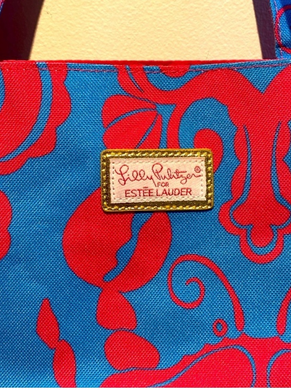 Lilly Pulitzer for Estée Lauder Tote - Bright Blue & Pink Like New Final Sale
